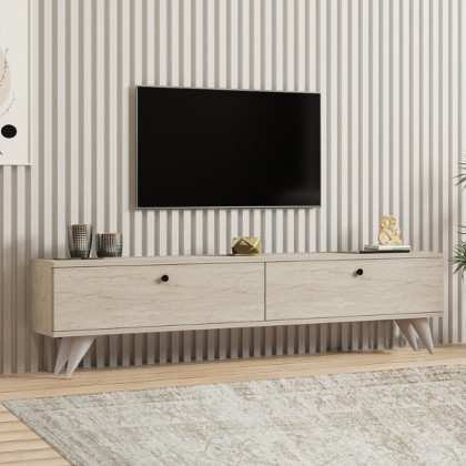 Έπιπλο τηλεόρασης Paris  χρώμα travertine 160x25x35εκ.