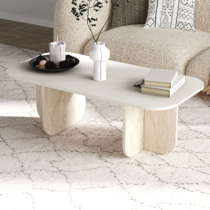 Τραπεζάκι σαλονιού Becaj  χρώμα sandstone - travertine 120x60x41,4εκ.