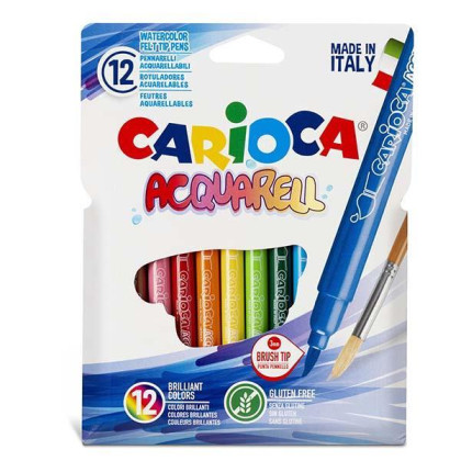 Carioca μαρκαδόροι ακουρέλας 12 χρωμάτων - 6 ΤΕΜ