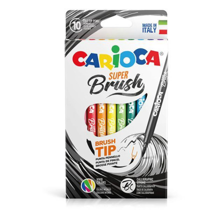 Carioca Super-Brush μαρκαδόροι 10 χρωμάτων - 6 ΤΕΜ