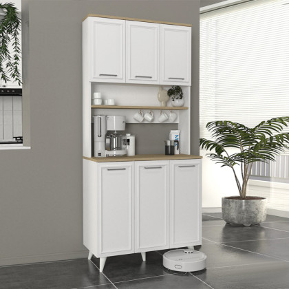 Έπιπλο κουζίνας Potter 3  χρώμα λευκό - rota oak 90x40x196,1εκ.