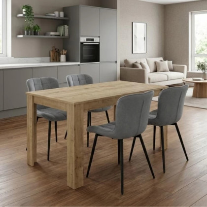 Σετ τραπεζαρία 5τμχ Darlen - Chiara  χρώμα sapphire oak - γκρι 125x72x74εκ.