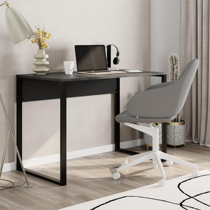 Γραφείο εργασίας Inna  χρώμα γκρι ρετρό - silky black 100x60x75εκ.