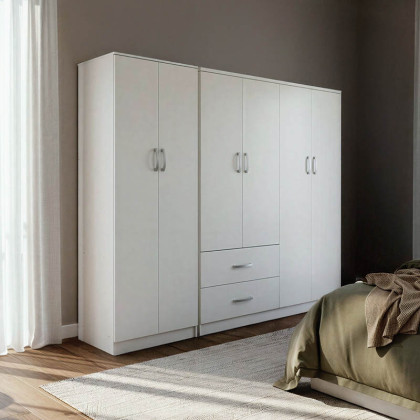 Ντουλάπα εξάφυλλη Athos Ι  λευκή 200,5x42x180εκ