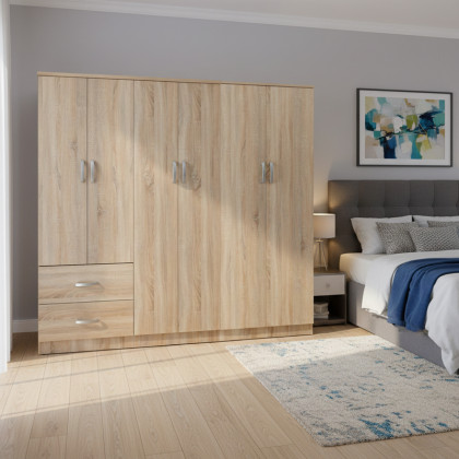 Ντουλάπα εξάφυλλη Athos Ι  sonoma 200.5x42x180εκ