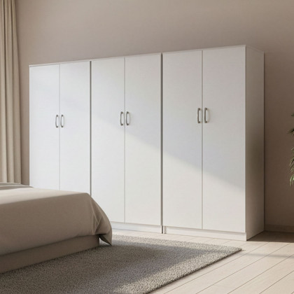 Ντουλάπα εξάφυλλη Athos ΙΙ  λευκή 240x42x180εκ
