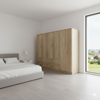 Ντουλάπα εξάφυλλη Athos  sonoma 240x42x180εκ