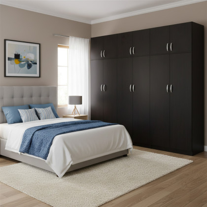 Ντουλάπα εξάφυλλη με πατάρι Athos ΙΙ  wenge 240x42x240εκ