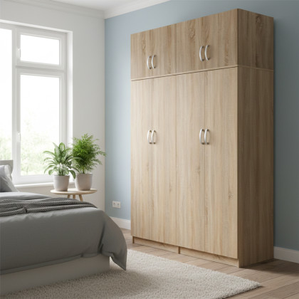 Ντουλάπα τετράφυλλη με πατάρι Athos Ι  sonoma 160x42x240εκ