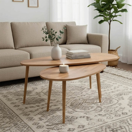 Τραπέζι σαλονιού Monty  2 τεμ. σε oak απόχρωση 116x46x46εκ