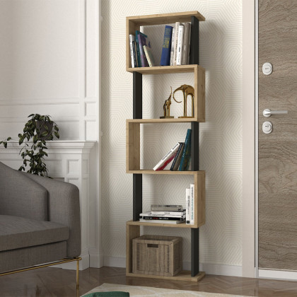 Βιβλιοθήκη Alvina  χρώμα sapphire oak - ανθρακί 45x19,6x158,8εκ.