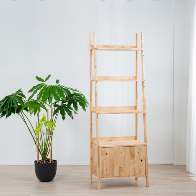 Ραφιέρα με ντουλάπι Nextdeco Natural μασίφ ξύλο Y180x60x38εκ.