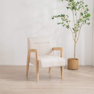 Πολυθρόνα Nextdeco Natural μασίφ ξύλο λευκή Υ78,5x58x72,5εκ.