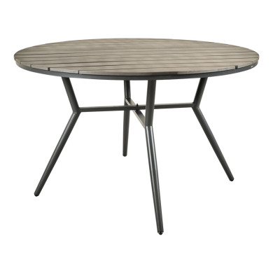 Τραπέζι Appa  αλουμίνιο και plywood σε ανθρακί απόχρωση Φ120x74εκ