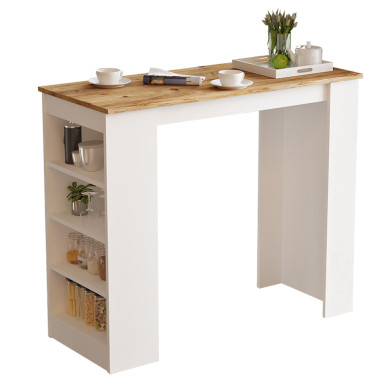 Τραπέζι μπαρ Riff  λευκό-oak 120x51.5x101.5εκ