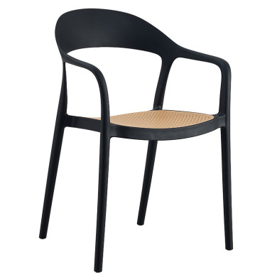 Πολυθρόνα Ember στοιβαζόμενη  με UV protection PP μπεζ-μαύρο 52.5x56.5x81εκ.