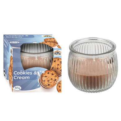 Κερί Cookies and Cream σε Βάζο 21h 85gr Net, 7x6,5cm Homie 57467 37-447