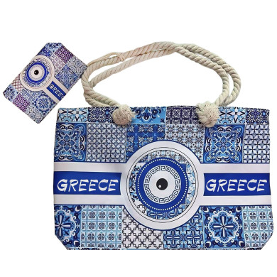 Τσάντα Παραλίας Μάτι σετ με Νεσεσέρ 55x37x17cm & 19x12cm SummerTiempo 623369 42-3349
