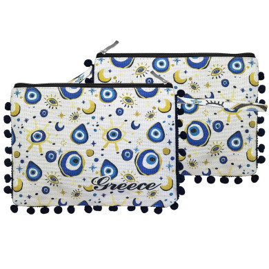 Νεσεσέρ Τσαντάκι με pom Pom, Ματάκια 28x21cm SummerTiempo 623378 42-3358
