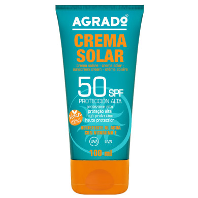 Αντηλιακή Κρέμα Προσώπου Αδιάβροχη Agrado SPF50 100ml Agrado 8332 - 12 ΤΕΜ 5-100