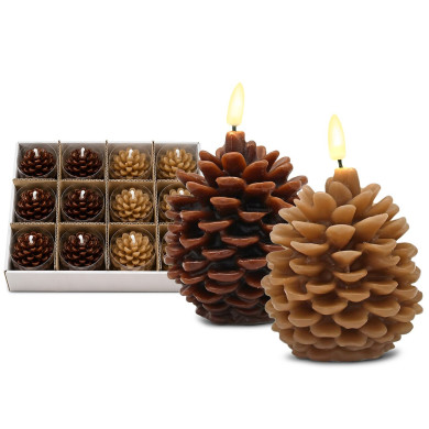 Κερί LED Κουκουνάρι 13x8cm Xmasfest 1134089 - 12 ΤΕΜ 93-4069