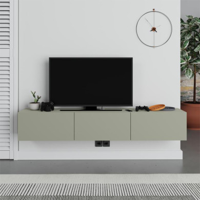 Έπιπλο τηλεόρασης επιτοίχιο Francy  χρώμα ash green 180x30x30εκ.