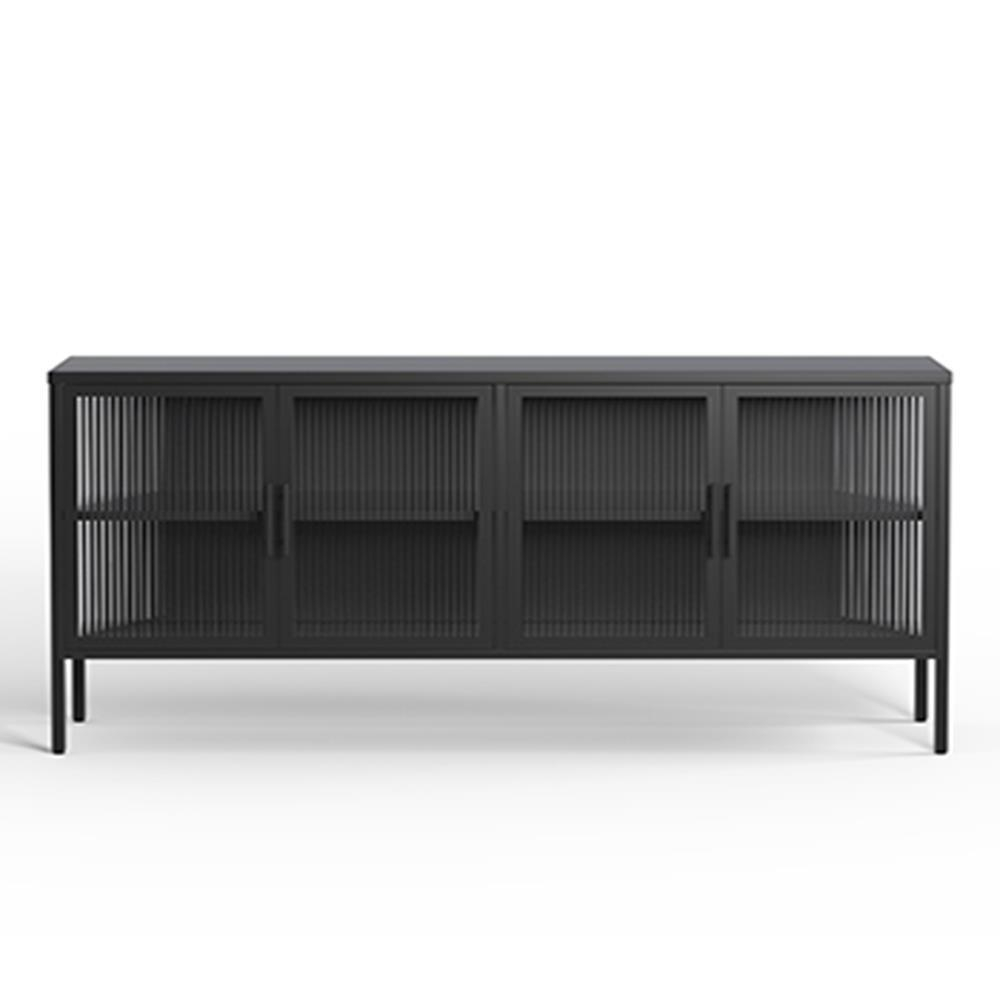 Έπιπλο τηλεόρασης μεταλλικό Nextdeco με ανοιγόμενες πόρτες μαύρο Υ90x150x35εκ.