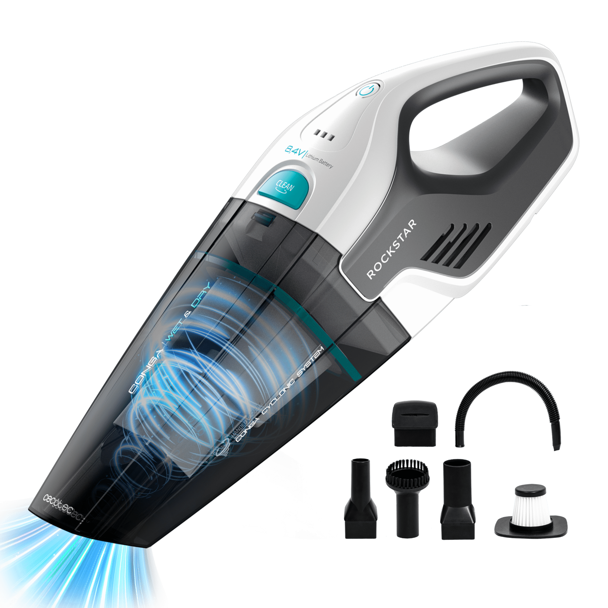 Cecotec Σκουπάκι Χειρός Conga Rockstar Hand 8,4 V X-Treme με Μπαταρία Ιόντων Λιθίου, για Στερεά και Υγρά, 500 ml CEC-A90-008373